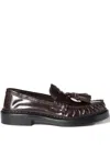 Miu Miu Tassel Loafers In Polished Leather In Brown