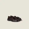 Miu Miu Tassel Loafers In Polished Leather In Brown