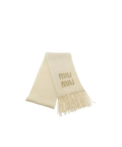 Miu Miu Tasseled Scarf In Neutral