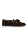 Miu Miu Tasseled Suede Loafers In Brown