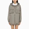 Miu Miu Wasserabweisende Jacke Mit Logo-applikation In Piombo
