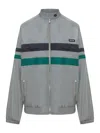 Miu Miu Striped Jacket Front Pockets Elasticated Cuffs In Gray