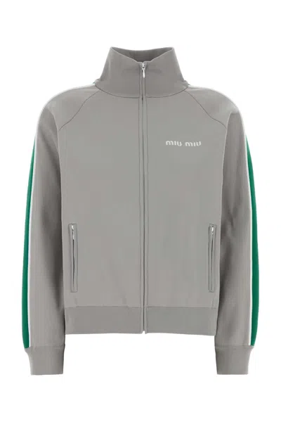 Miu Miu Tech Fabric Sweatshirt In Grey