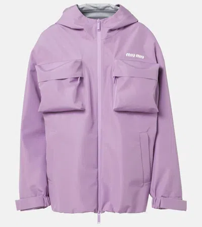 Miu Miu Technical Canvas Jacket In Purple