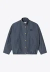 Miu Miu Checked Technical Fabric Blouson Jacket In Blue