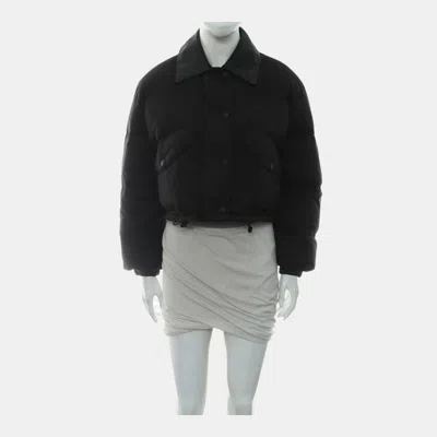 Pre-owned Miu Miu Technical Crop Down Jacket It 36 In Black