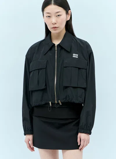 Miu Miu Technical Cropped Jacket In Black
