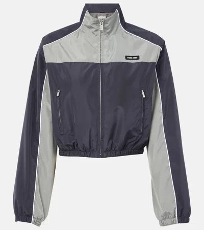 Miu Miu Technical Cropped Track Jacket In Blue