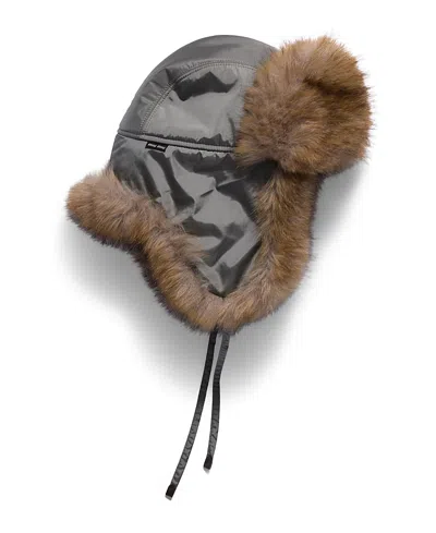Miu Miu Technical Fabric And Faux Fur Trapper Hat In Pattern