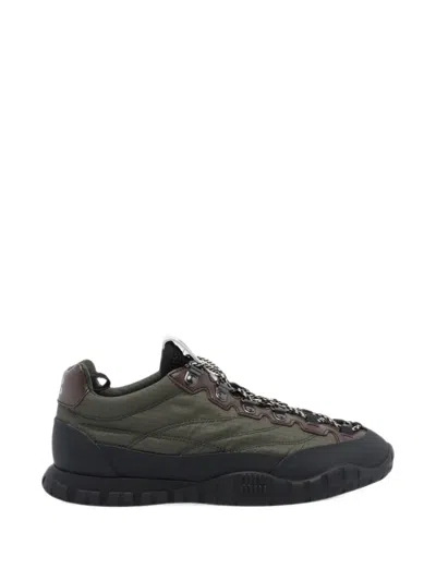 Miu Miu Mesh Ankle Sneakers Textured Upper Rubber Sole In Black