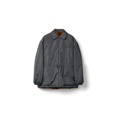 Miu Miu Technical Fabric And Shearling Blouson Jacket In Hematite