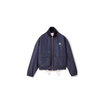 Miu Miu Technical Fabric Blouson Jacket In Blue