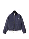 Miu Miu Technical Fabric Blouson Jacket In Blue