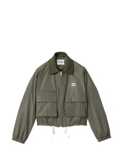 Miu Miu Technical Fabric Tailored Blouson Jacket In Multi