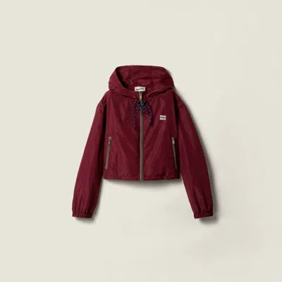 Miu Miu Technical Fabric Blouson Jacket In Burgundy