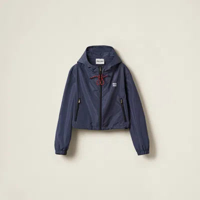 Miu Miu Technical Fabric Blouson Jacket In Navy