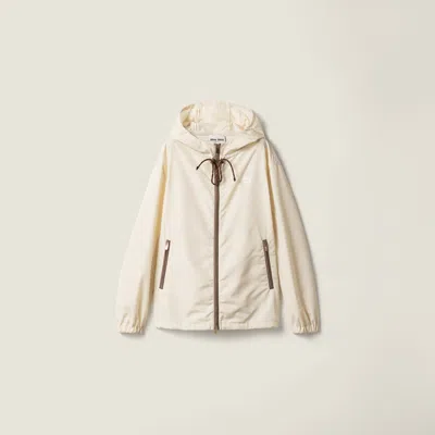 Miu Miu Technical Fabric Blouson Jacket In Neutral