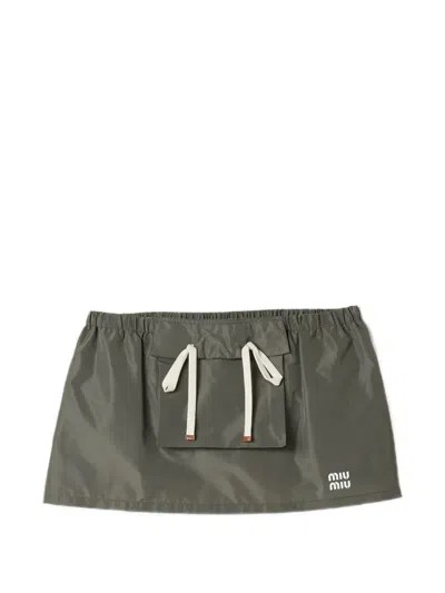 Miu Miu Technical Fabric Miniskirt In Green
