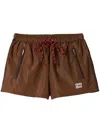 Miu Miu Technical Fabric Shorts In Brown
