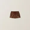 Miu Miu Technical Fabric Shorts In Cocoa Brown