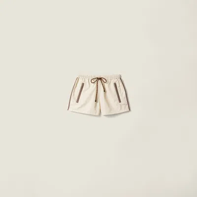 Miu Miu Technical Fabric Shorts In White