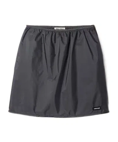 Miu Miu Technical Fabric Skirt In Gray