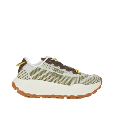 Miu Miu Technical Fabric Sneakers In Brown