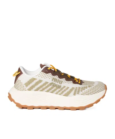 MIU MIU MIU MIU LOGO-PRINTED LACE-UP SNEAKERS