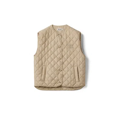 Miu Miu Technical Fabric Vest In Brown