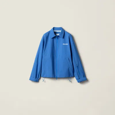Miu Miu Technical Fabric Windbreaker In Blue
