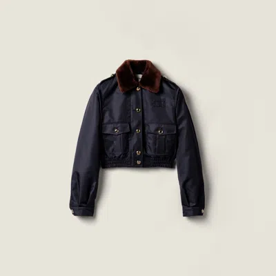 Miu Miu Technical Gazar Blouson Jacket In Blue