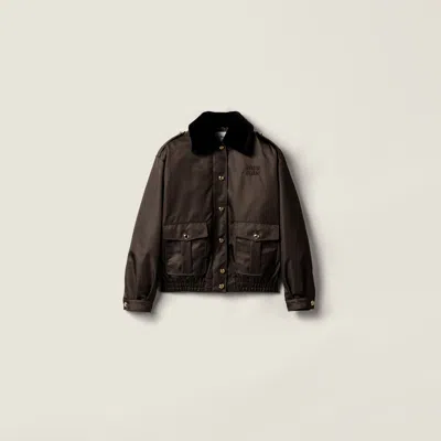 Miu Miu Technical Gazar Blouson Jacket In Brown