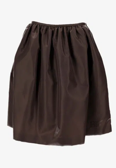 Miu Miu Technical Gazar Knee-length Skirt In Brown