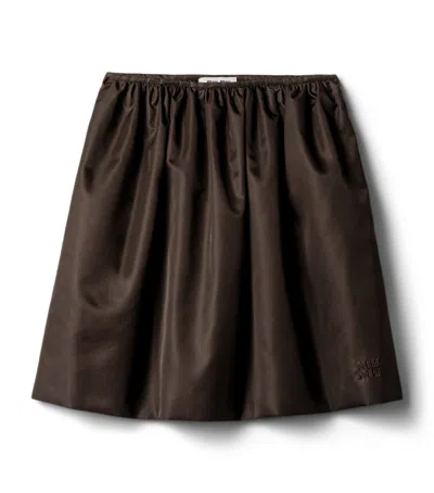 Miu Miu Technical Gazar Mini Skirt In Brown