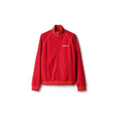 Miu Miu Technical Jersey Blouson Jacket In Red