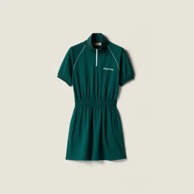 Miu Miu Technical Jersey Mini-dress In Green