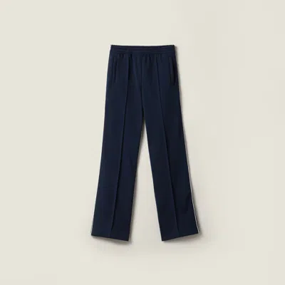 Miu Miu Technical Jersey Pants In Blue