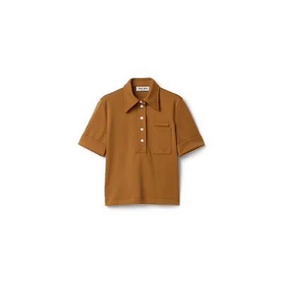 Miu Miu Technical Jersey Polo Shirt In Orange