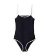 Miu Miu Trimmed Spaghetti Straps Stretch Lingerie In Black