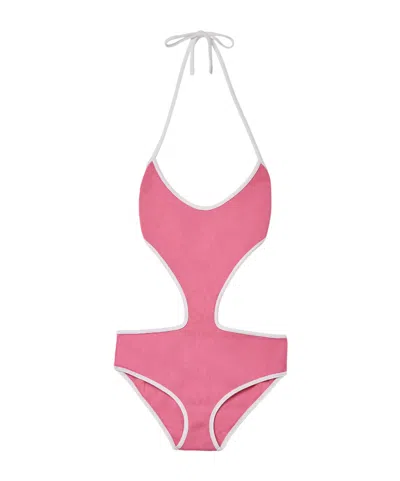Miu Miu Technical Knit Swimsuit In Pink
