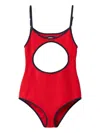 Miu Miu Technical Knit Swimsuit In Red