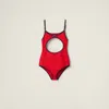 Miu Miu Technical Knit Swimsuit In Red/blue