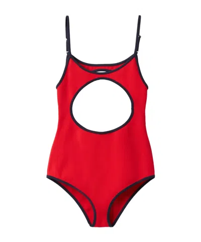 Miu Miu Technical Knit Swimsuit In Red