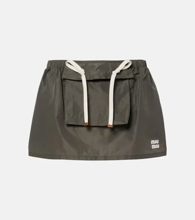 Miu Miu Technical Miniskirt In Green