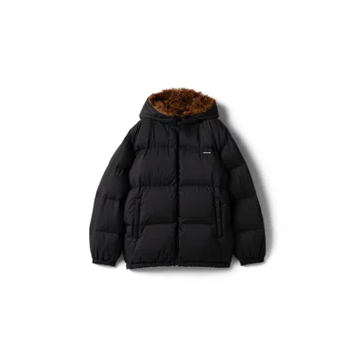 Miu Miu Technical Pongé And Mohair Down Jacket In Black