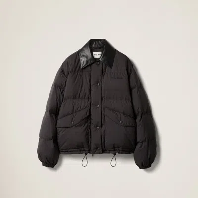 MIU MIU TECHNICAL PONGÉ CROPPED DOWN JACKET