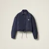 Miu Miu Oversized Crop Down Jacket In Navy