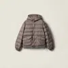 Miu Miu Hooded Down Jacket In Gray