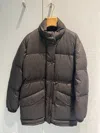 Miu Miu Technical Pongé Down Long Jacket In Gray