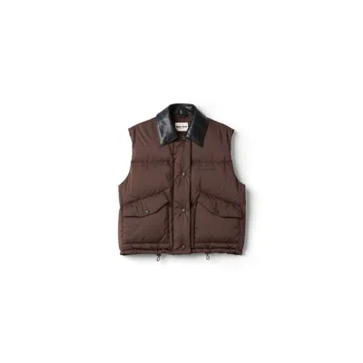 Miu Miu Technical Pongé Down Vest In Brown